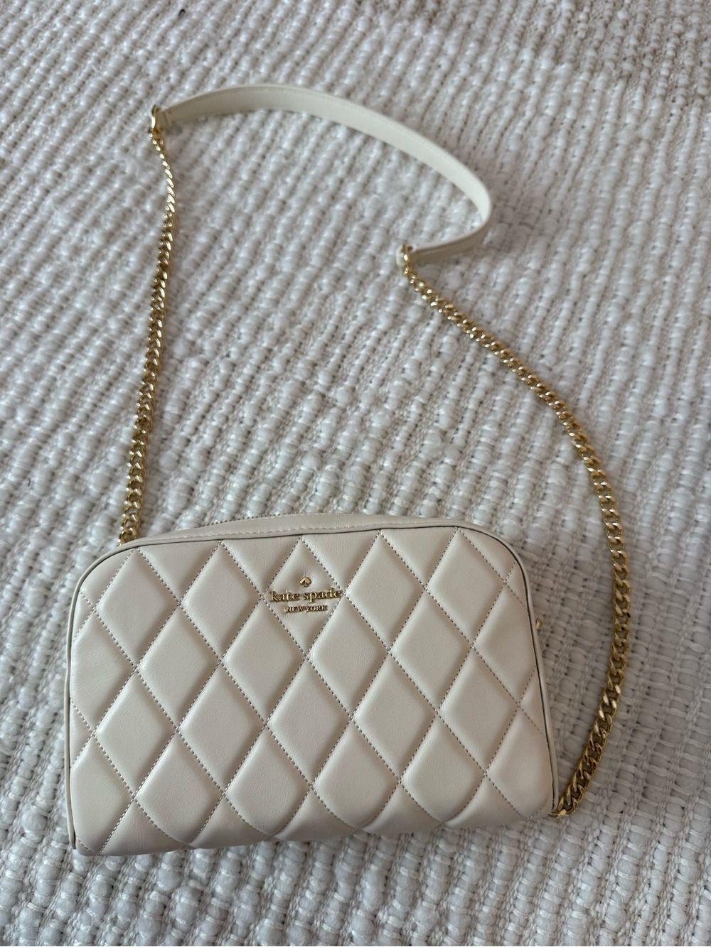 kate spade Cream Quilted Crossbody with Gold Chain Strap